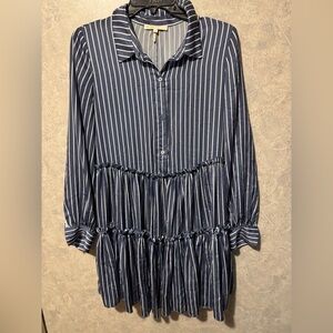 Maje striped dress size 1 button down READ flaw